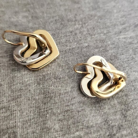 Ross Simon Sterling Silver & 14k Gold Heart Brooch & Earrings - Picture 7 of 8